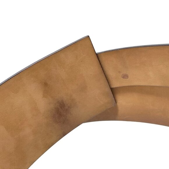 Auth GUCCI - 201799 Black Gold Leather Hardware Belt - Picture 3 of 6